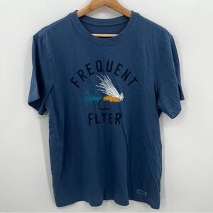 Life is Good M Crusher Frequent Flyer Fishing Blue T-Shirt